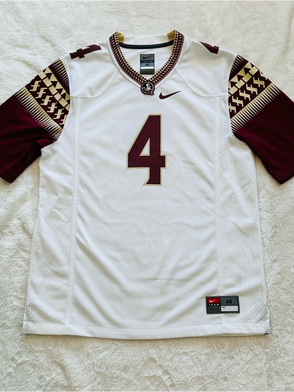 Nike Florida State Seminoles #4 FSU Football Jersey White Alumni - Men's Medium